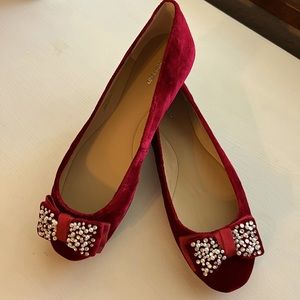 Gorgeous Red Velvet Lands End Shoes Women’s 7.5